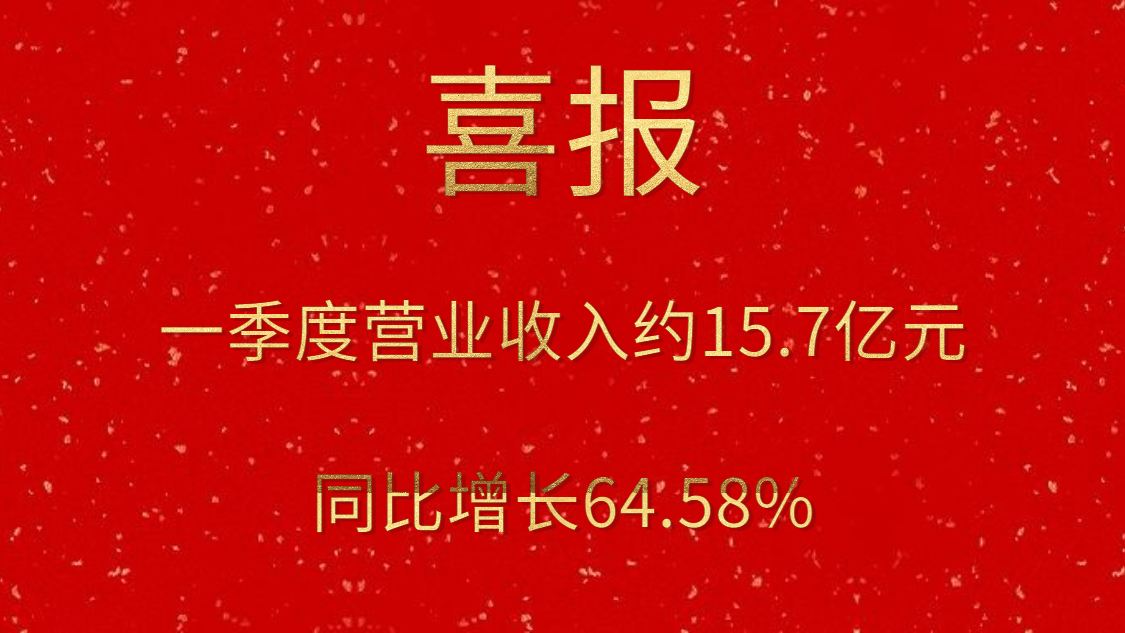公司一季度实现营业收入约15.7亿元，，，，，，，，同比增添64.58%
